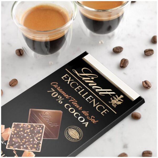 Lindt Excellence Dark 70% Caramel Fleur de Sel - Bilde 2