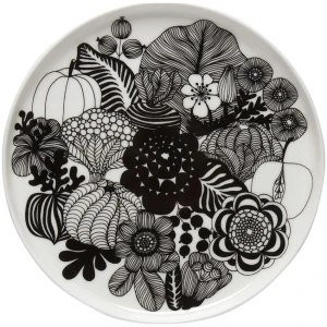 Marimekko asjett Ø20cm Siirtolapuutarha white, black