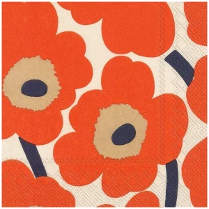 Marimekko servietter lunsj Unikko cream red