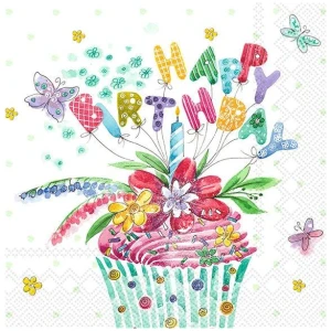 Birthday Cupcake servietter
