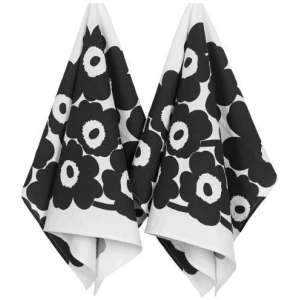 Marimekko kjøkkenhåndkle Unikko 2pk Svart/Hvit