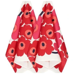 Marimekko kjøkkenhåndkle Unikko 2pk Rød/Hvit