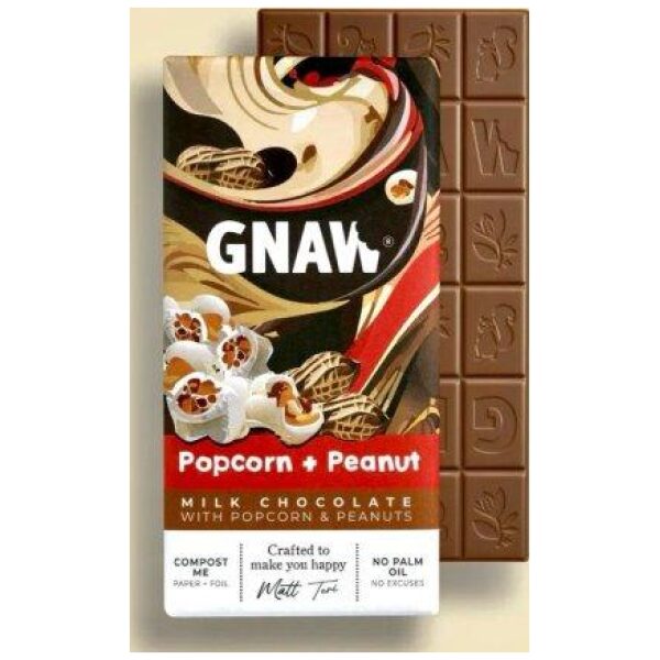 Gnaw Popcorn & Peanut Milk Chocolate 80g - Bilde 2