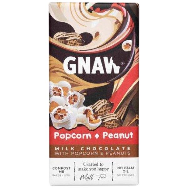 Gnaw Popcorn & Peanut Milk Chocolate 80g