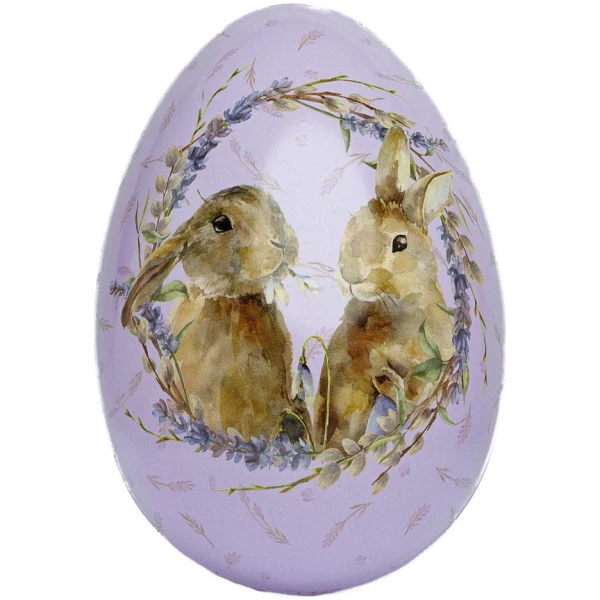 Påskeegg i tinn med smågodt Lavendel