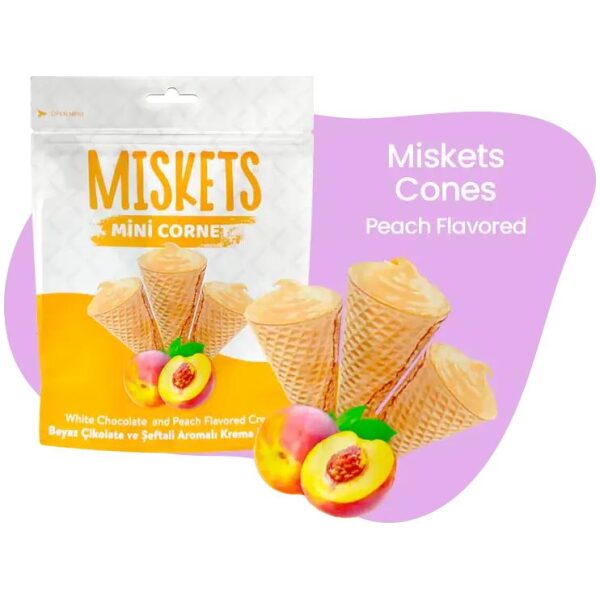 Miskets Mini Cone Fersken og Hvit Sjokolade