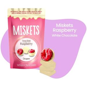 Miskets Frysetørket Bringebær og Hvit Sjokolade