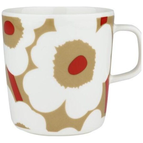 Marimekko krus 0,4L Unikko beige, red - Bilde 3