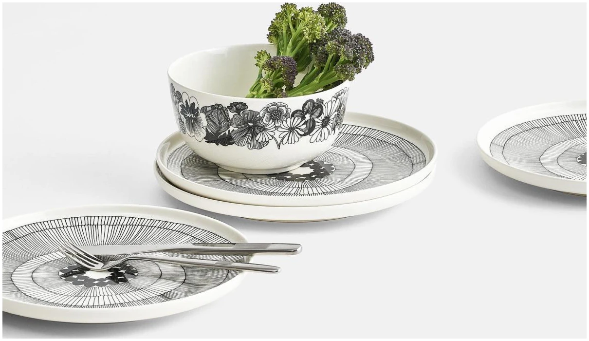 Marimekko tallerken Ø25cm Siirtolapuutarha white, black - Bilde 2