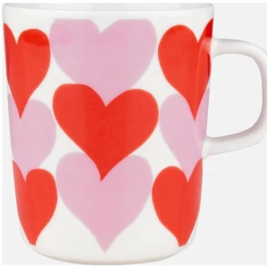 Marimekko krus 0,25L Sydämet white, red, pink