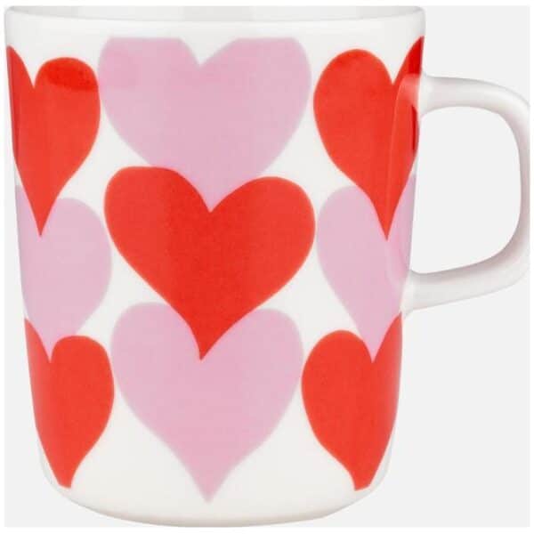 Marimekko krus 0,25L Sydämet white, red, pink