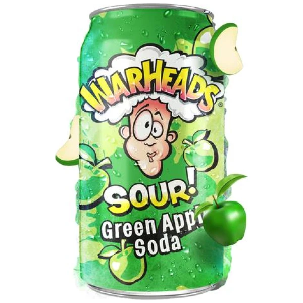 Warheads Sour! Green Apple Soda 330ml - Bilde 2