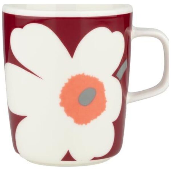 Marimekko krus 0,25L Unikko Hvit / Askegrå / Dark cherry