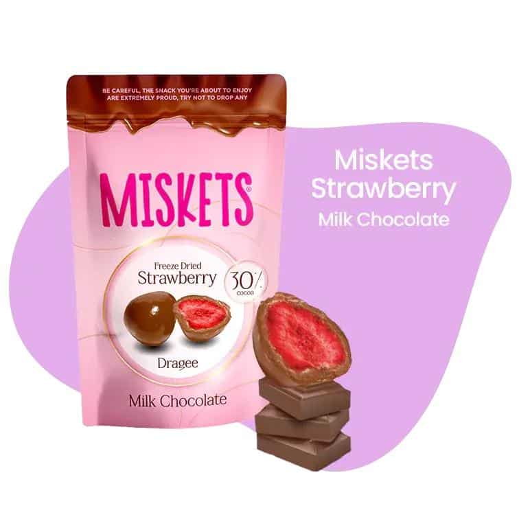 Miskets Frysetørket Jordbær og Melkesjokolade