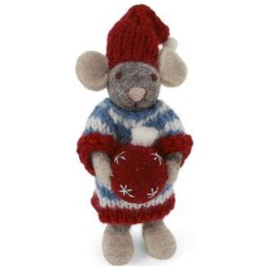 Gry & Sif Grå Mus Jente med Julekule