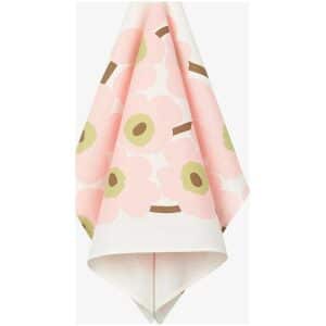 Marimekko kjøkkenhåndkle Unikko rosa og grønn