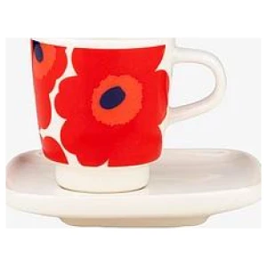 Marimekko Espressokopp og -tallerken rød