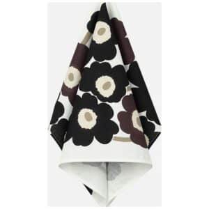 Marimekko kjøkkenhåndkle Pieni Unikko svart og brun