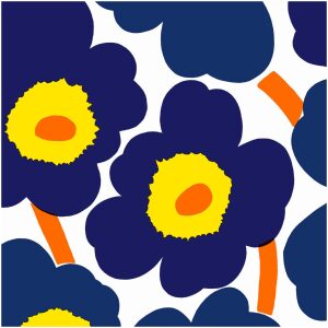 Marimekko servietter lunsj Unikko Sinikeltainen