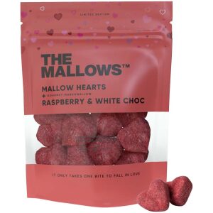 The Mallows Mallow Hearts + Raspberry White Choc.
