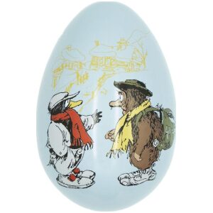 Flåklypa påskeegg i tinn med smågodt Ludvig & Solan