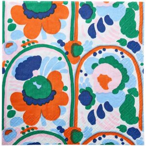 Marimekko servietter kaffe Karuselli Oranssivihreä